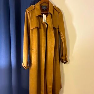Chestnut Brown Faux Suede Trench Coat- NWT
